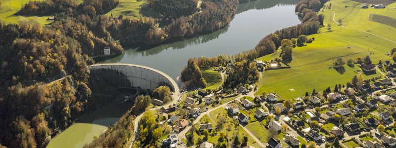 Le barrage de Rossens vu du ciel